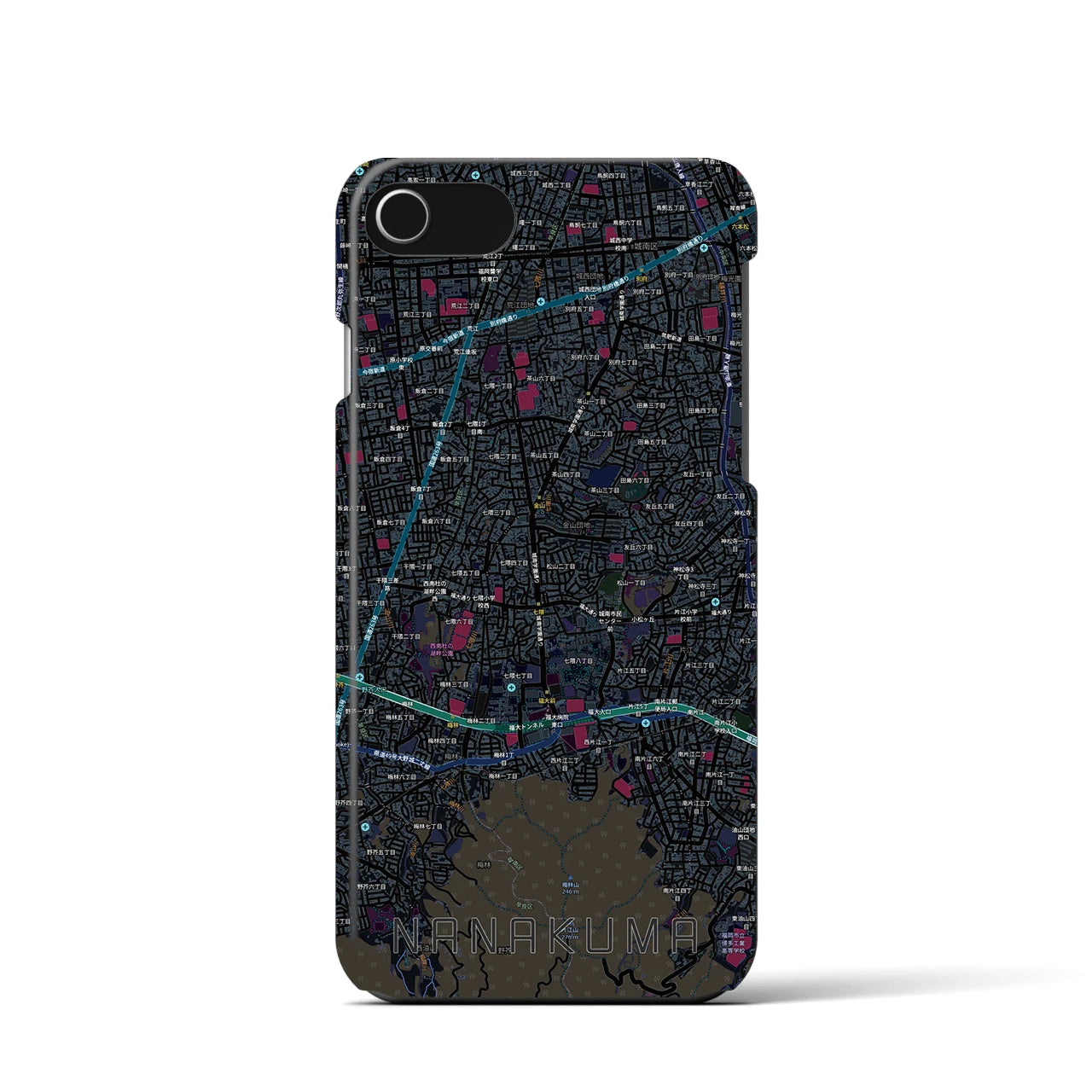 【七隈(福岡県)】地図柄iPhoneケース(バックカバータイプ)