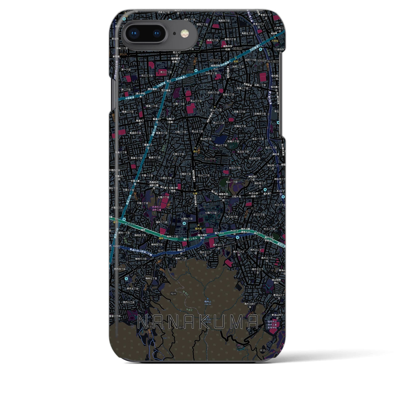 【七隈(福岡県)】地図柄iPhoneケース(バックカバータイプ)