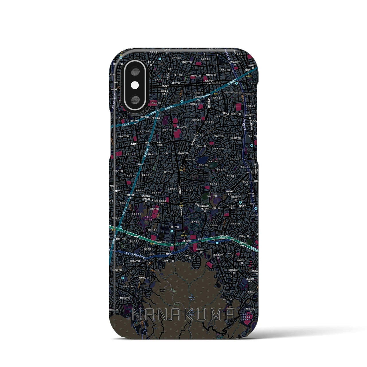 【七隈(福岡県)】地図柄iPhoneケース(バックカバータイプ)