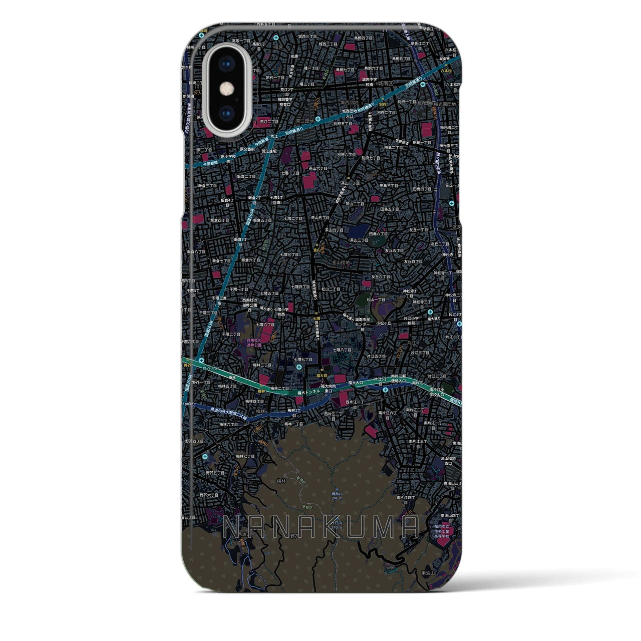 【七隈(福岡県)】地図柄iPhoneケース(バックカバータイプ)