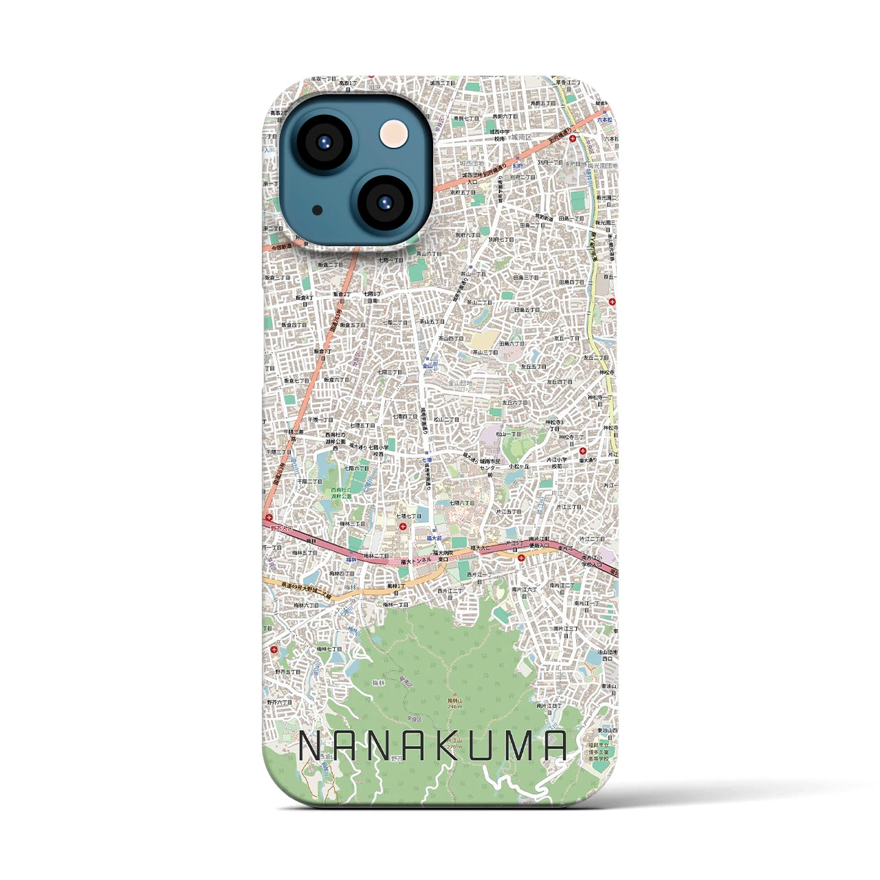 【七隈(福岡県)】地図柄iPhoneケース(バックカバータイプ)