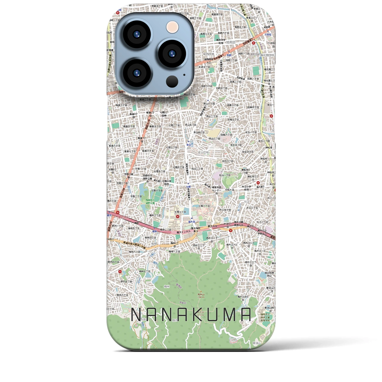 【七隈(福岡県)】地図柄iPhoneケース(バックカバータイプ)