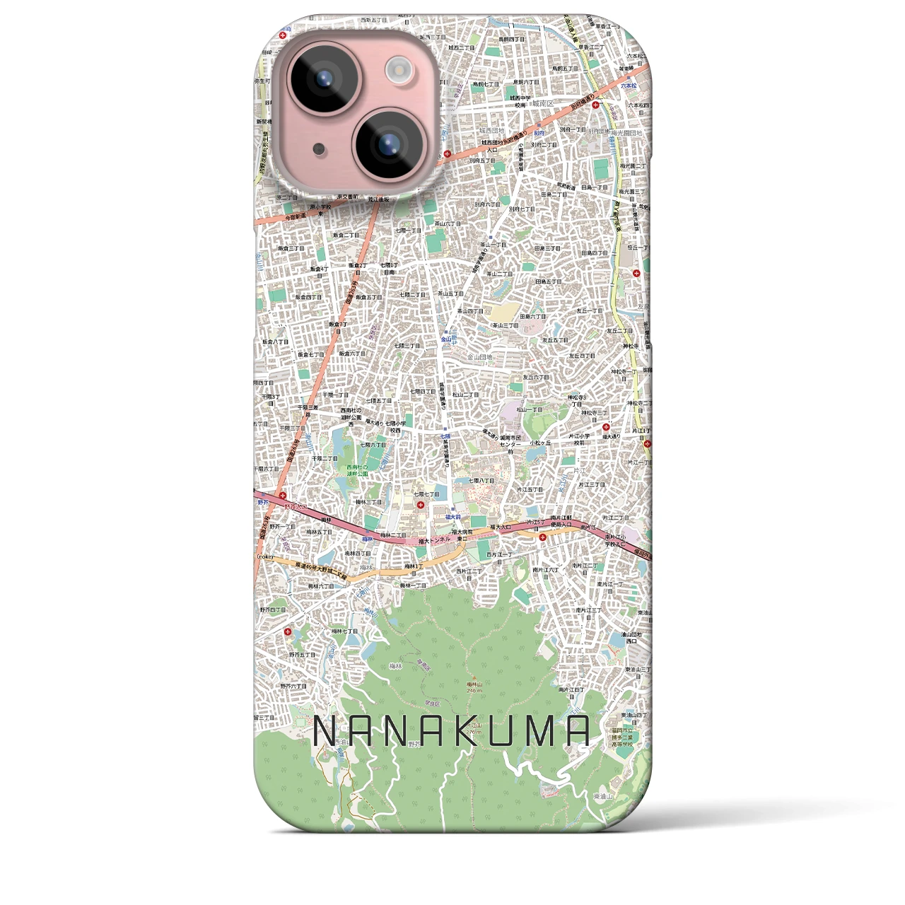 【七隈(福岡県)】地図柄iPhoneケース(バックカバータイプ)