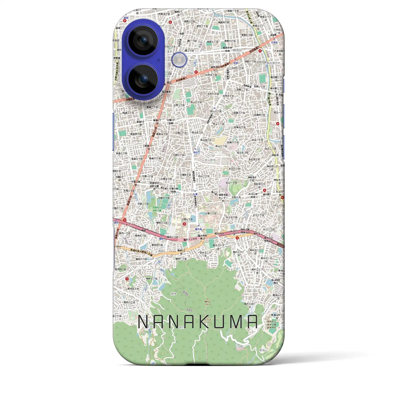 【七隈(福岡県)】地図柄iPhoneケース(バックカバータイプ)