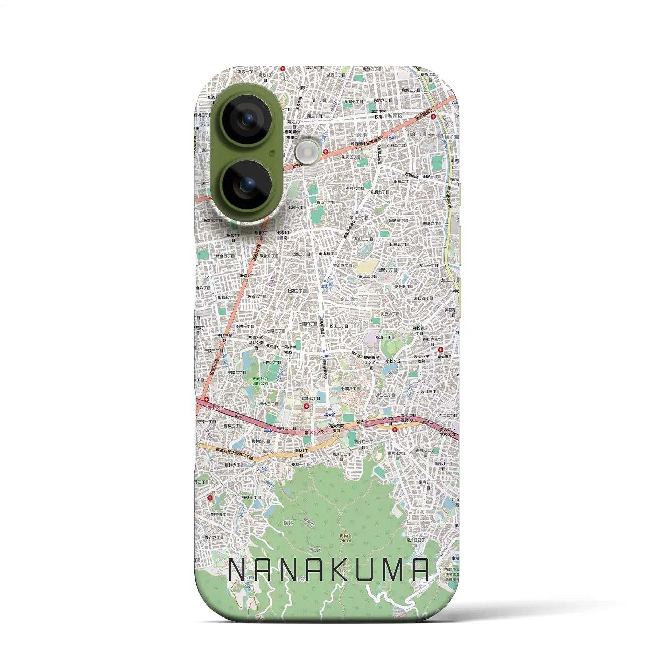 【七隈(福岡県)】地図柄iPhoneケース(バックカバータイプ)ブラック・iPhone 17 Pro Max 用