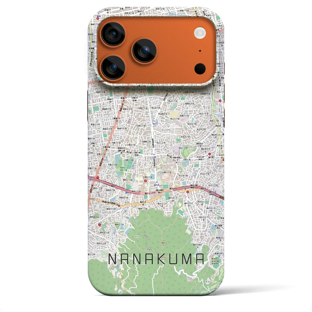 【七隈(福岡県)】地図柄iPhoneケース(バックカバータイプ)