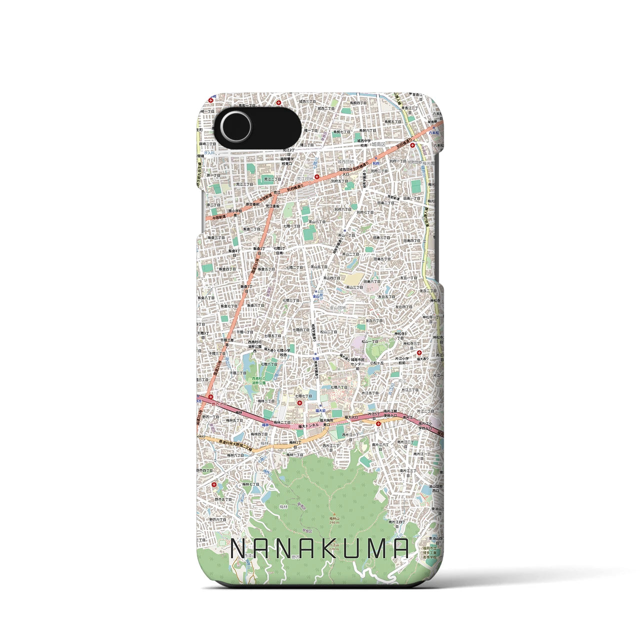 【七隈(福岡県)】地図柄iPhoneケース(バックカバータイプ)