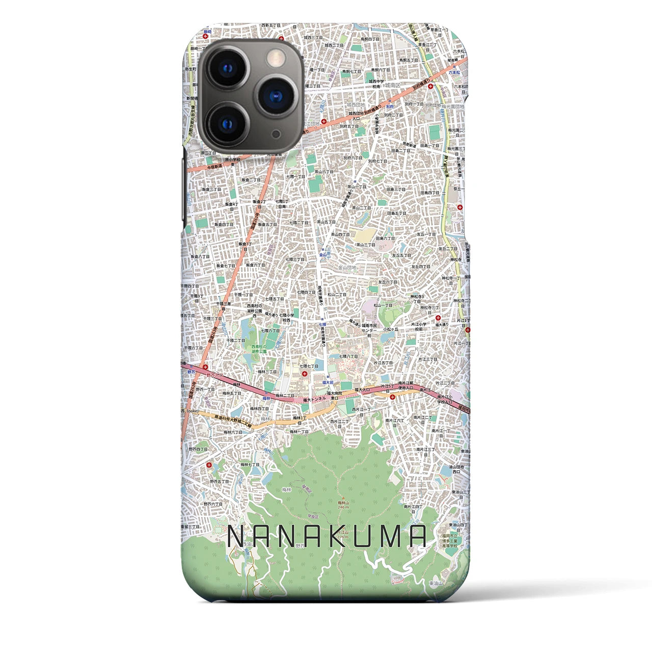 【七隈(福岡県)】地図柄iPhoneケース(バックカバータイプ)