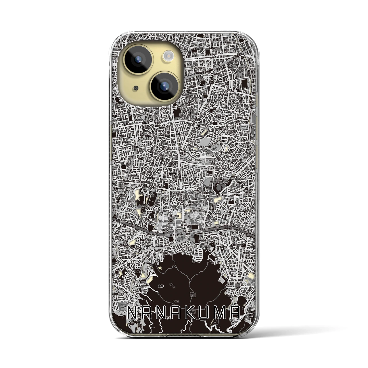 【七隈(福岡県)】地図柄iPhoneケース(クリアタイプ)