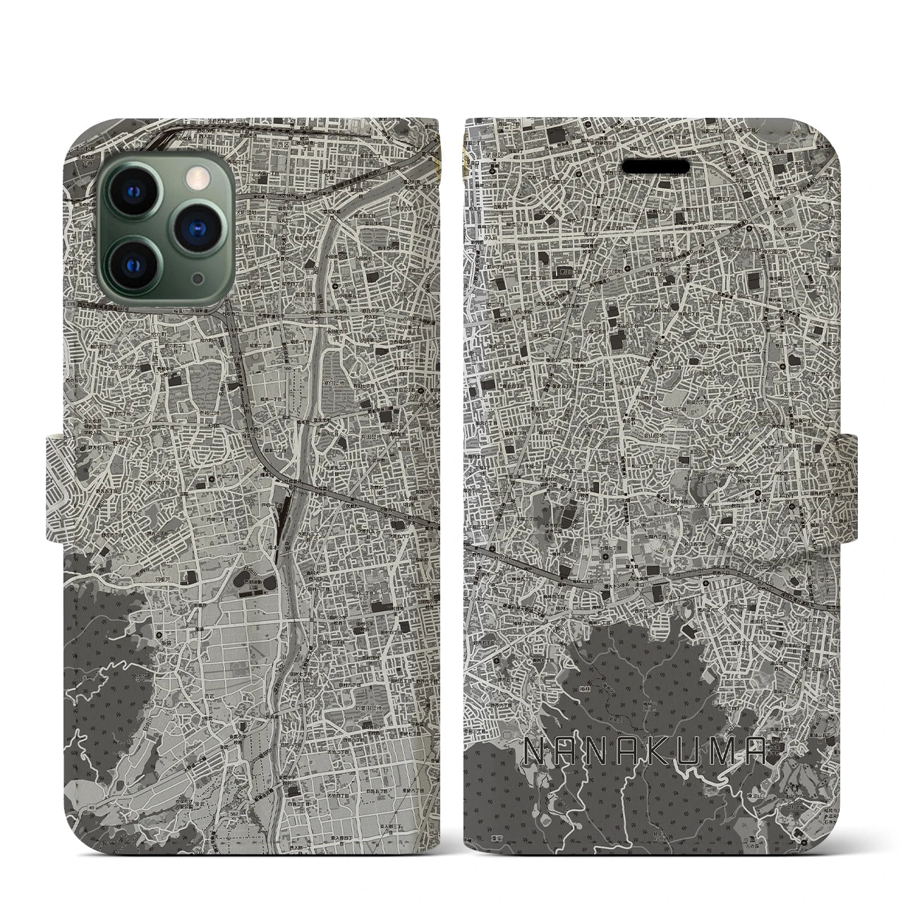 【七隈(福岡県)】地図柄iPhoneケース(手帳タイプ)