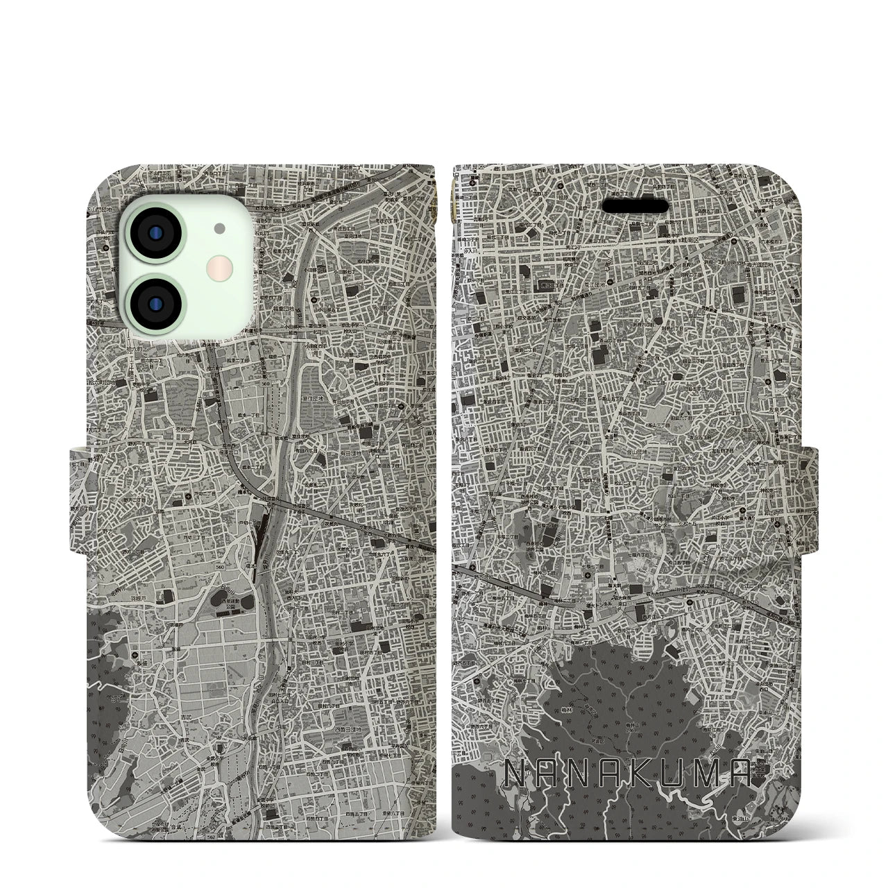 【七隈(福岡県)】地図柄iPhoneケース(手帳タイプ)