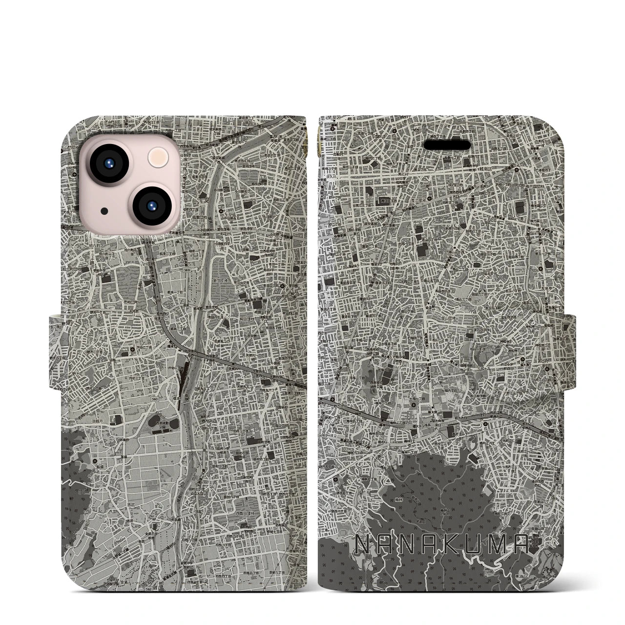 【七隈(福岡県)】地図柄iPhoneケース(手帳タイプ)