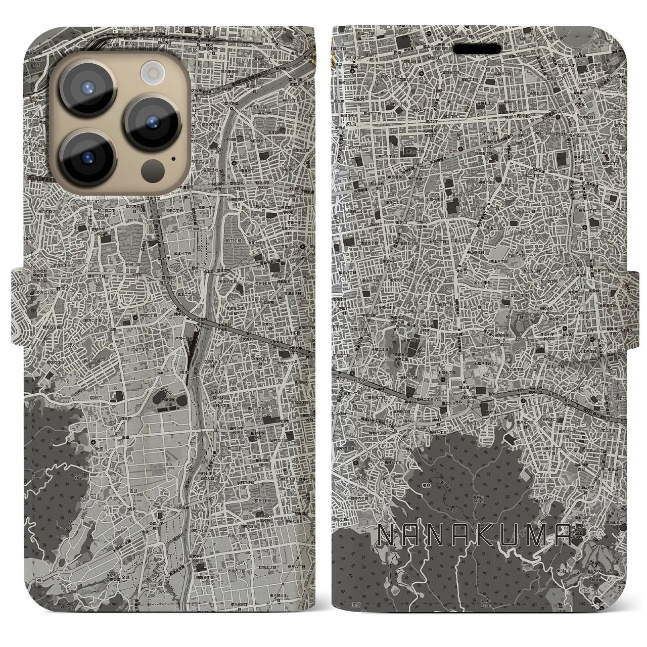 【七隈(福岡県)】地図柄iPhoneケース(手帳タイプ)