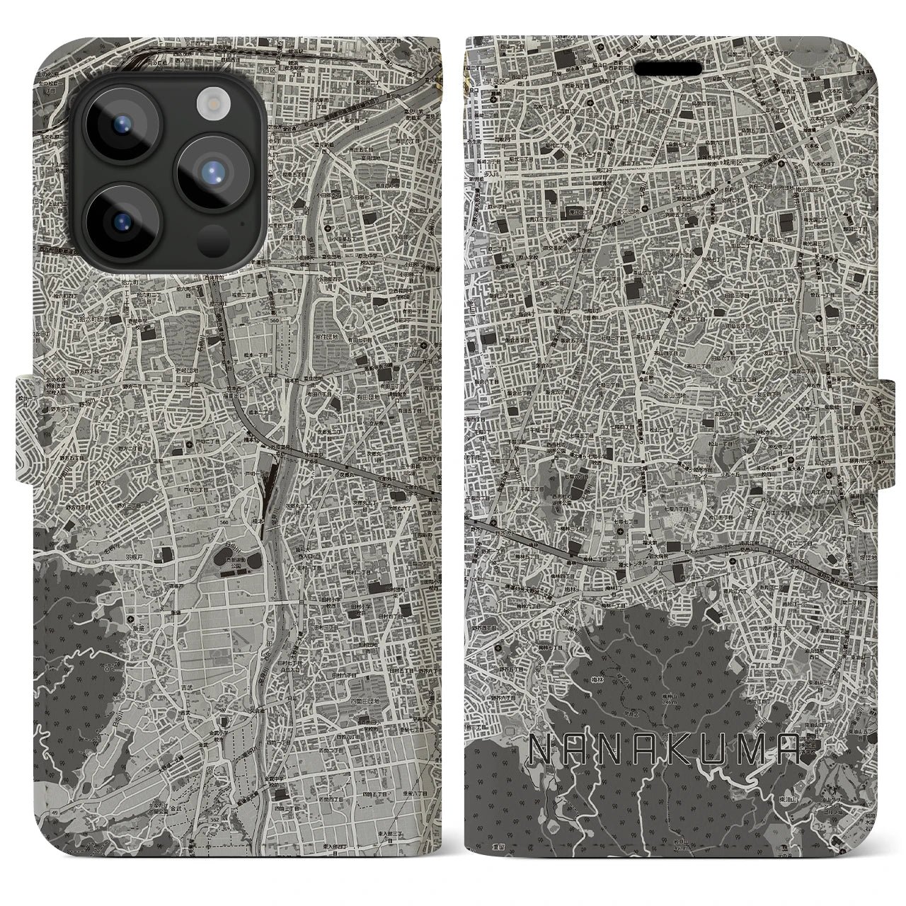 【七隈(福岡県)】地図柄iPhoneケース(手帳タイプ)