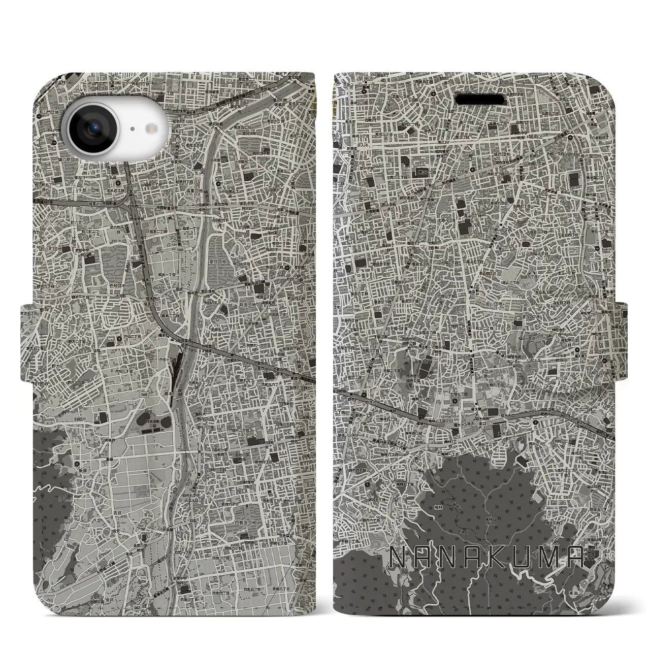 【七隈(福岡県)】地図柄iPhoneケース(手帳タイプ)