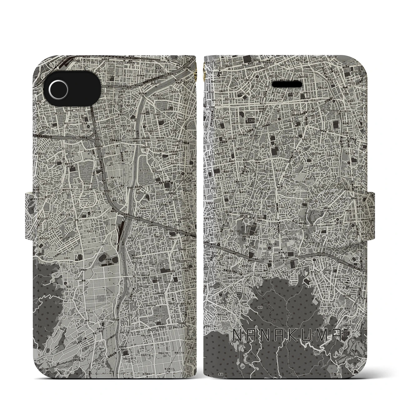 【七隈(福岡県)】地図柄iPhoneケース(手帳タイプ)