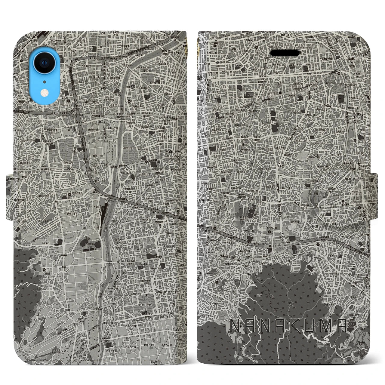 【七隈(福岡県)】地図柄iPhoneケース(手帳タイプ)