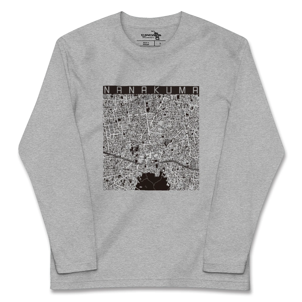 【七隈(福岡県)】地図柄ロングスリーブTシャツ