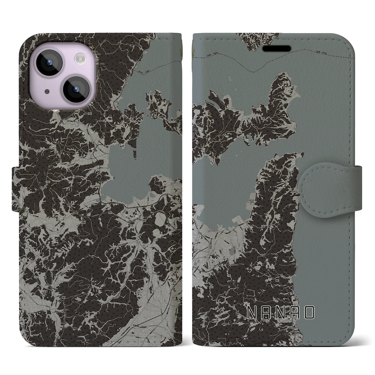 【七尾(石川県)】地図柄iPhoneケース(手帳タイプ)