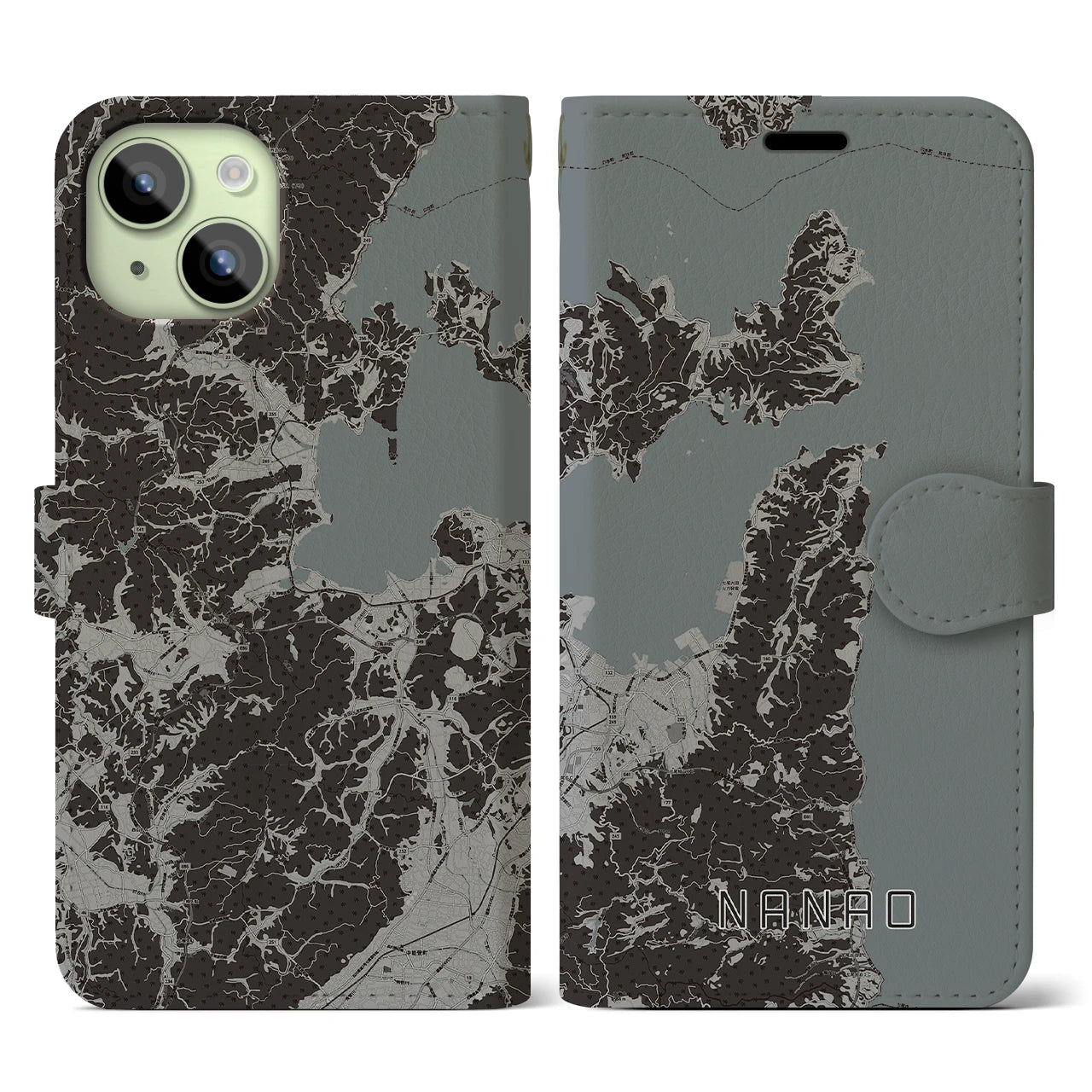 【七尾(石川県)】地図柄iPhoneケース(手帳タイプ)