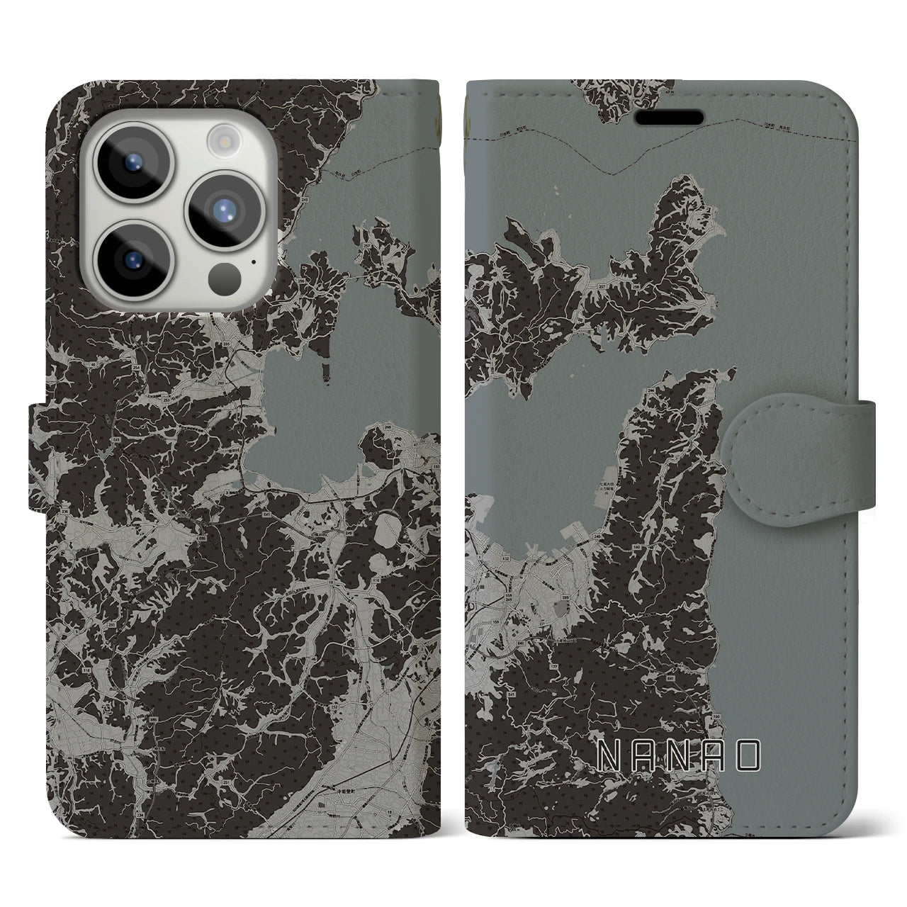 【七尾(石川県)】地図柄iPhoneケース(手帳タイプ)