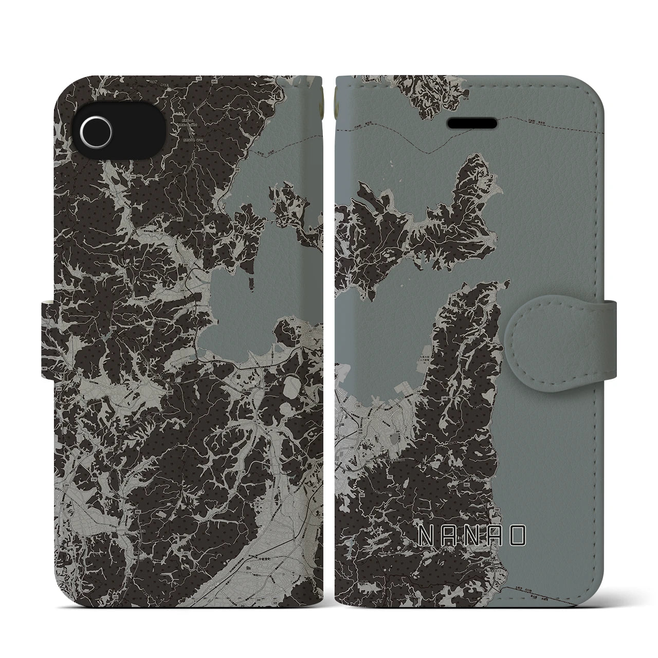 【七尾(石川県)】地図柄iPhoneケース(手帳タイプ)