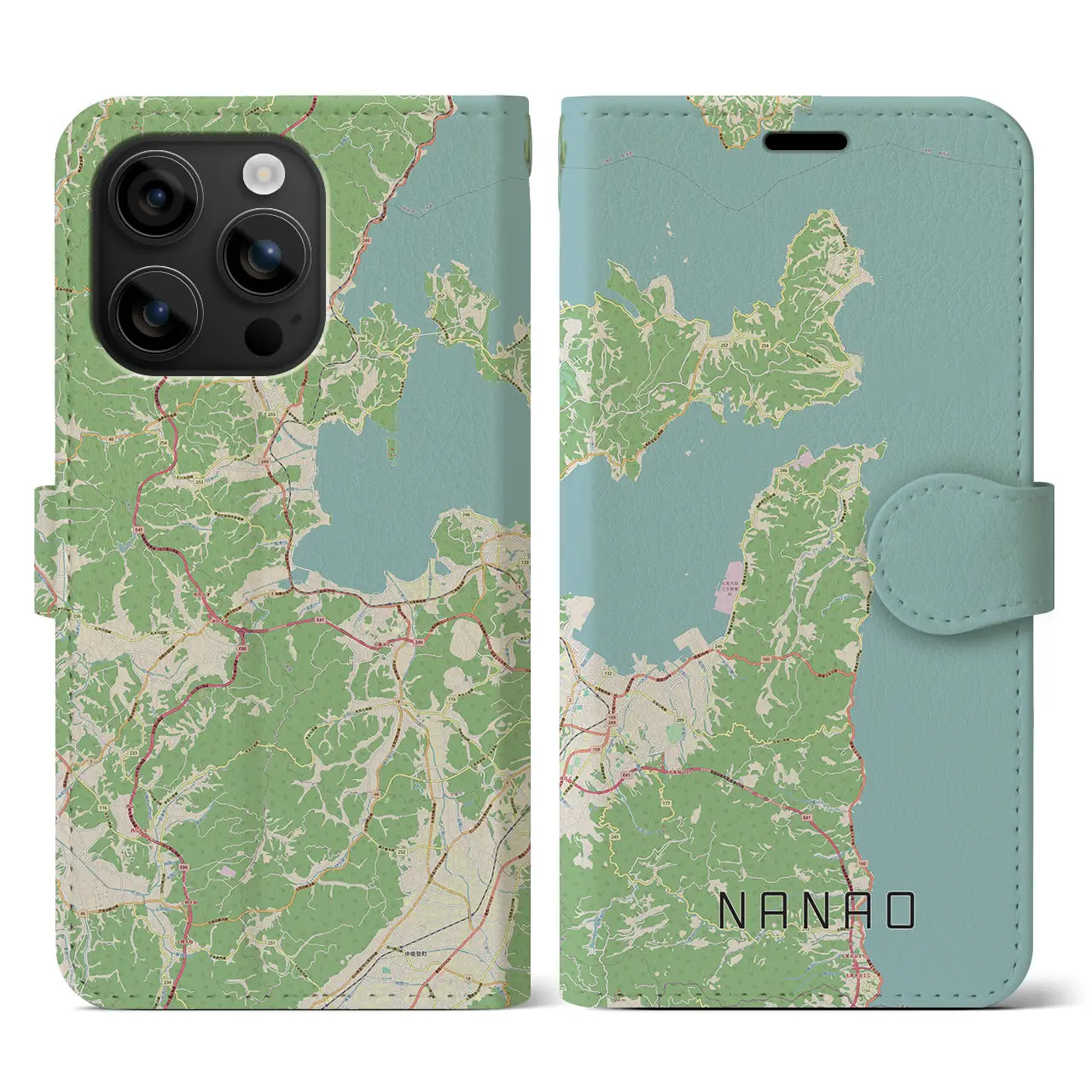 【七尾(石川県)】地図柄iPhoneケース(手帳タイプ)ナチュラル・iPhone 16 用