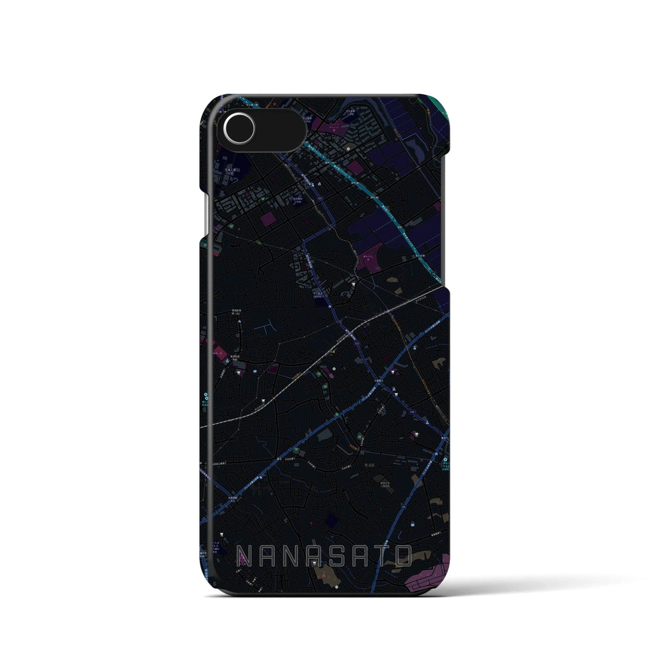 【七里(埼玉県)】地図柄iPhoneケース(バックカバータイプ)