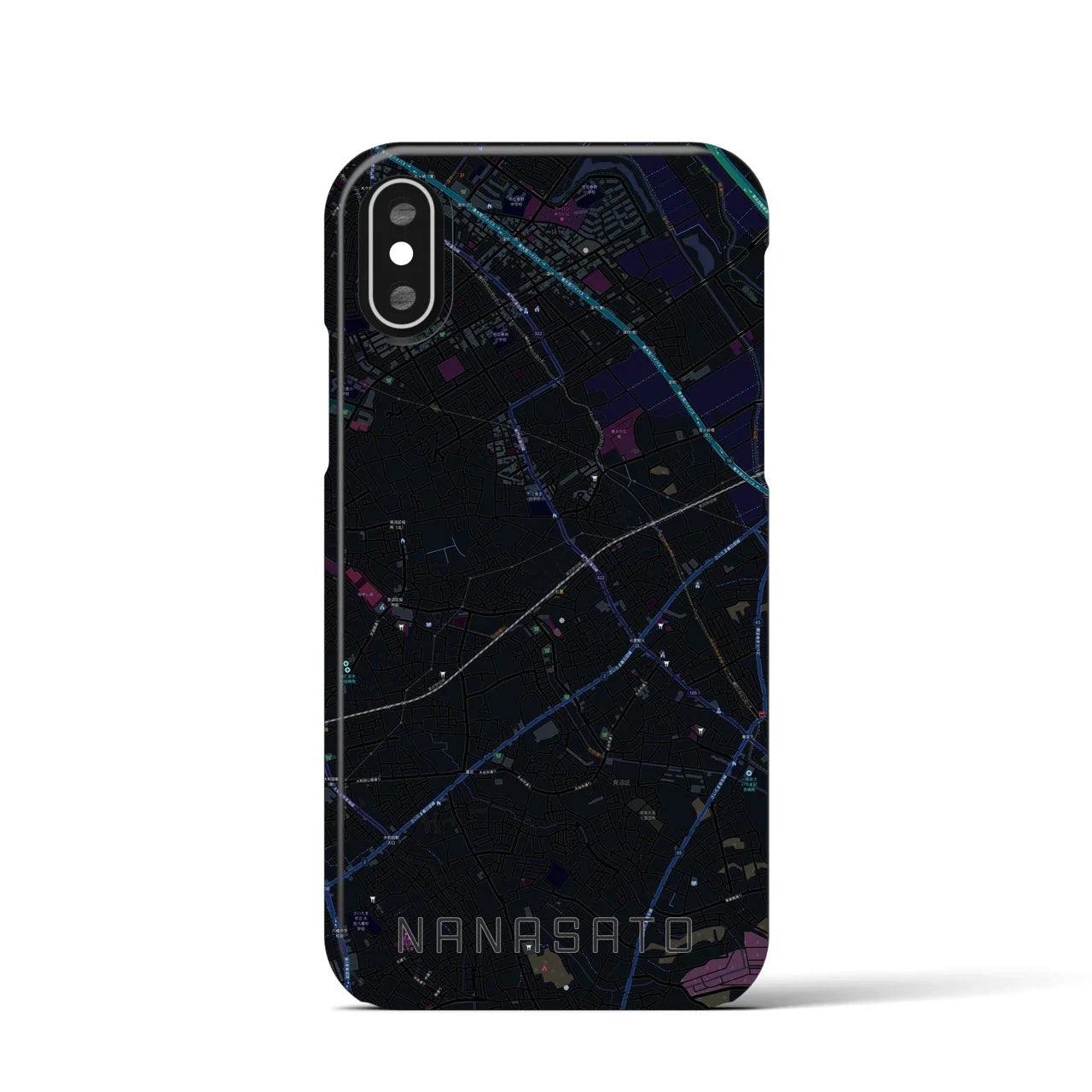 【七里(埼玉県)】地図柄iPhoneケース(バックカバータイプ)
