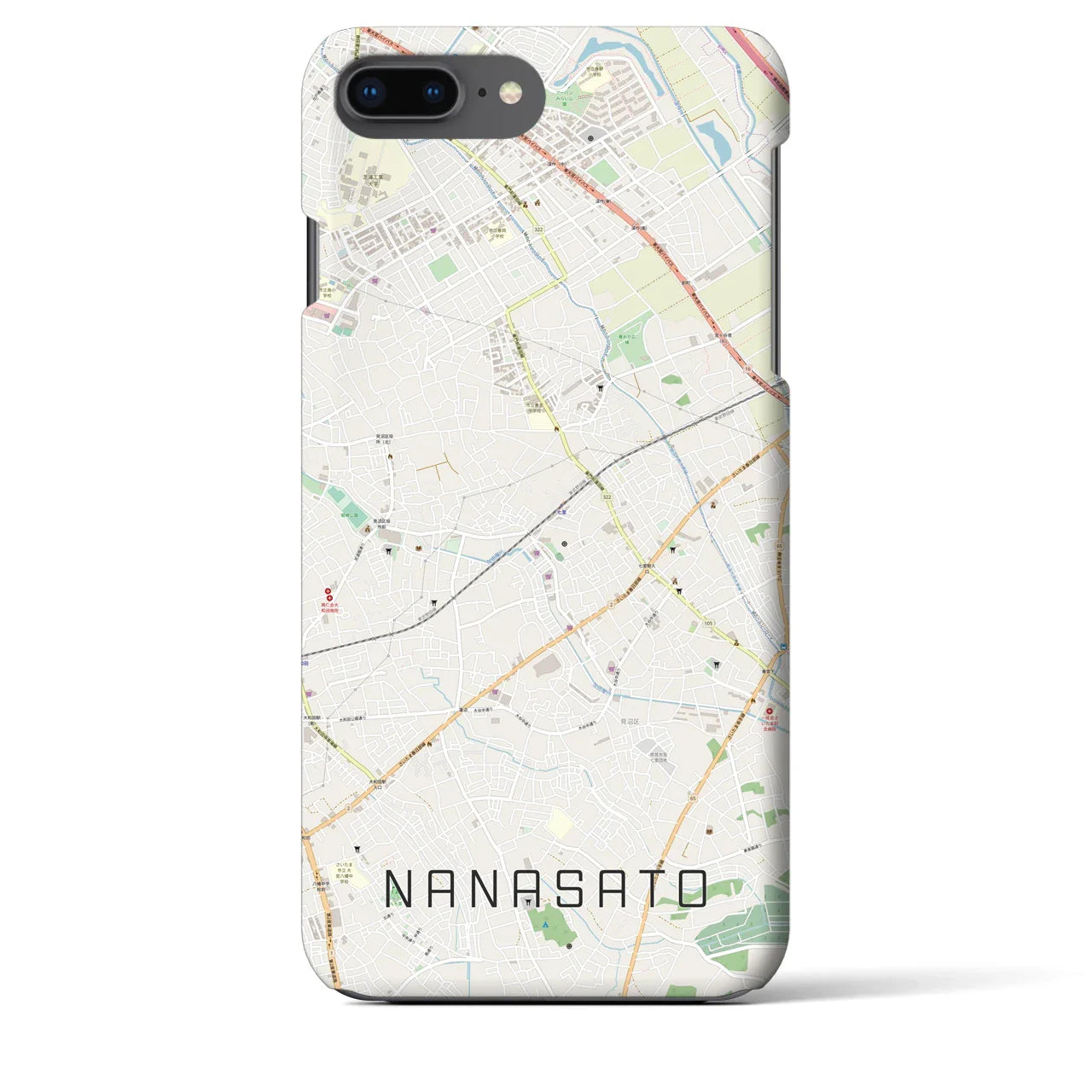 【七里(埼玉県)】地図柄iPhoneケース(バックカバータイプ)