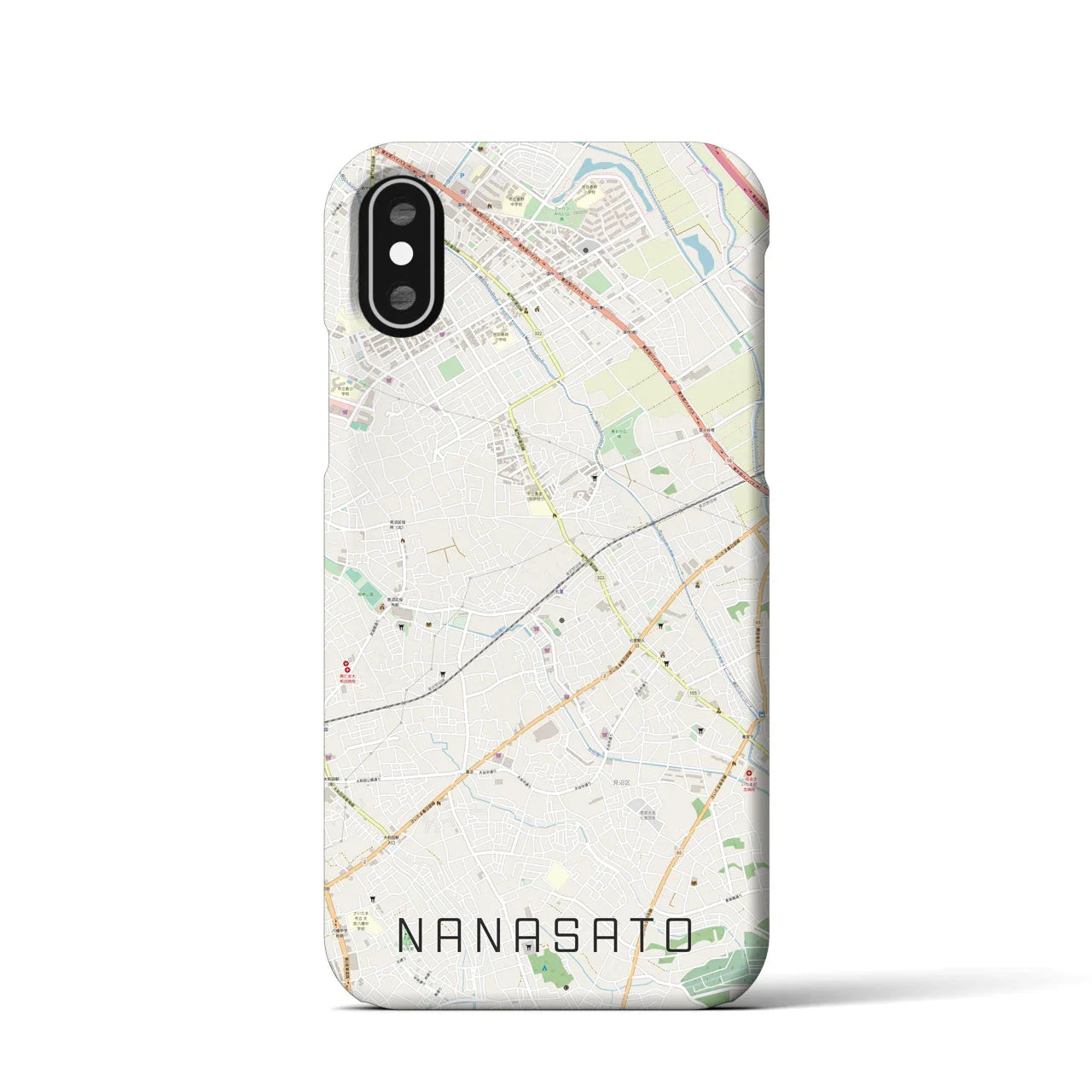 【七里(埼玉県)】地図柄iPhoneケース(バックカバータイプ)
