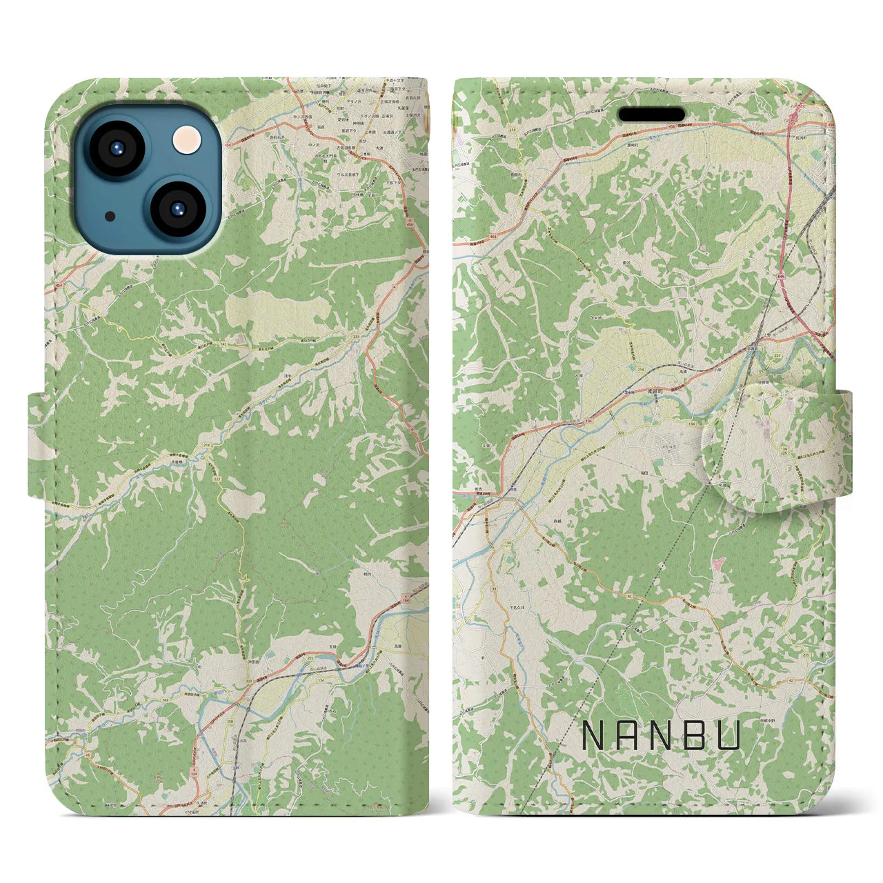 【南部(青森県)】地図柄iPhoneケース(手帳タイプ)ナチュラル・iPhone 13 用