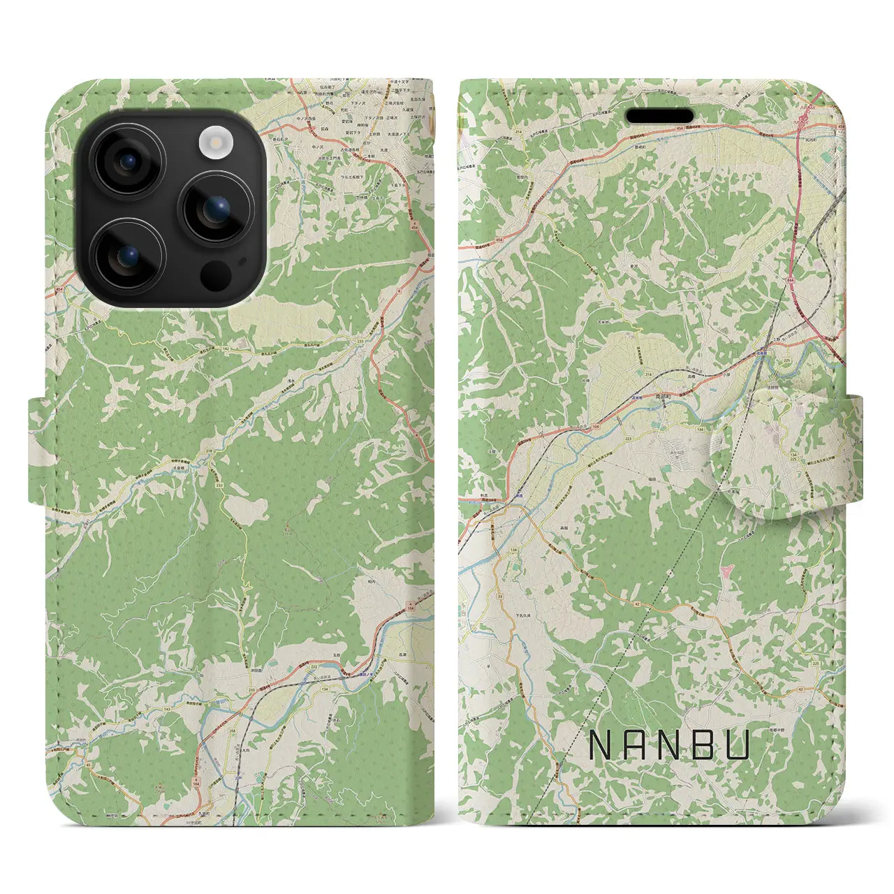 【南部(青森県)】地図柄iPhoneケース(手帳タイプ)ナチュラル・iPhone 16 用