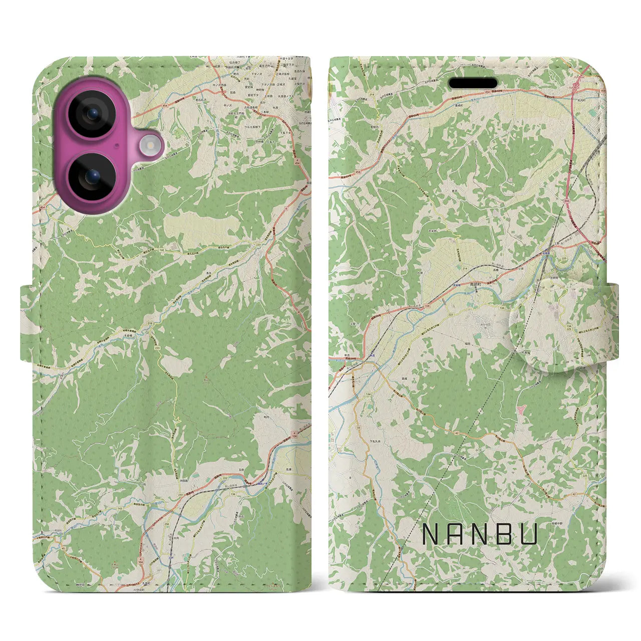 【南部(青森県)】地図柄iPhoneケース(手帳タイプ)ナチュラル・iPhone 16 Pro 用