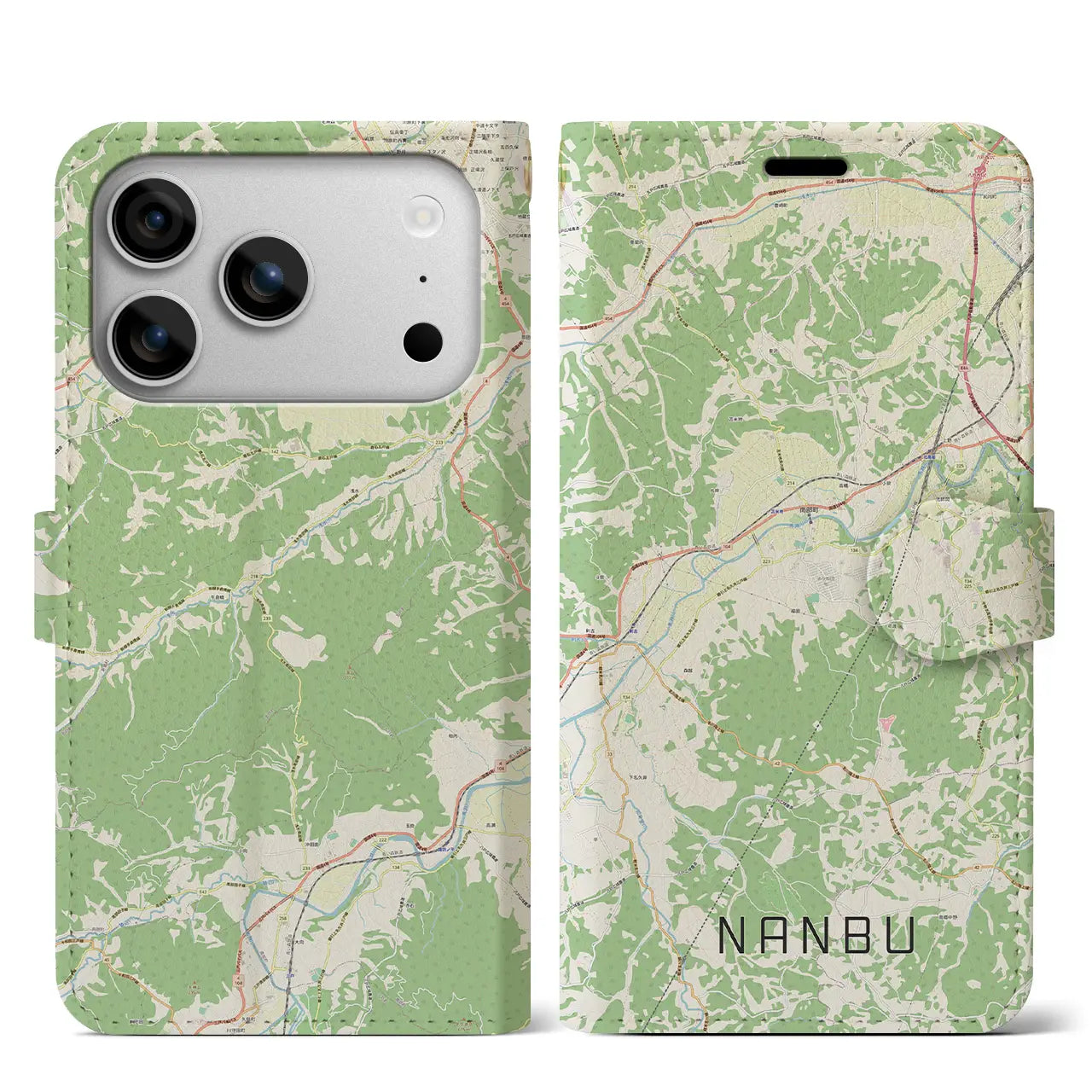 【南部(青森県)】地図柄iPhoneケース(手帳タイプ)モノトーン・iPhone 17 Pro Max 用