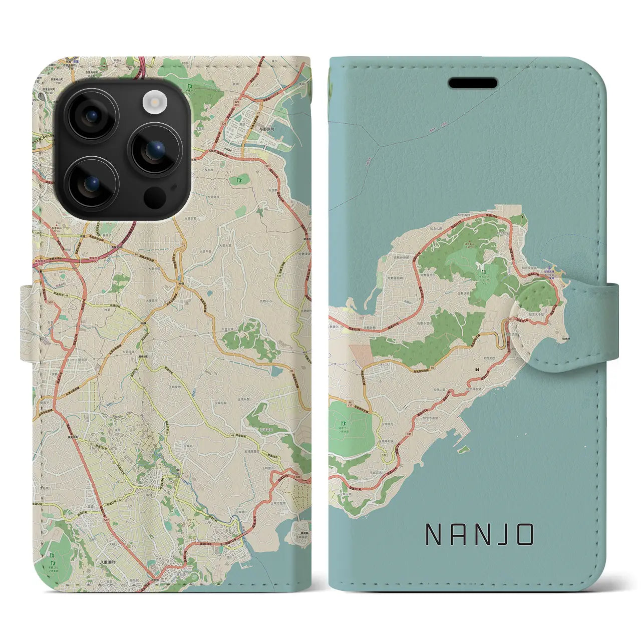 【南城(沖縄県)】地図柄iPhoneケース(手帳タイプ)ナチュラル・iPhone 16 用