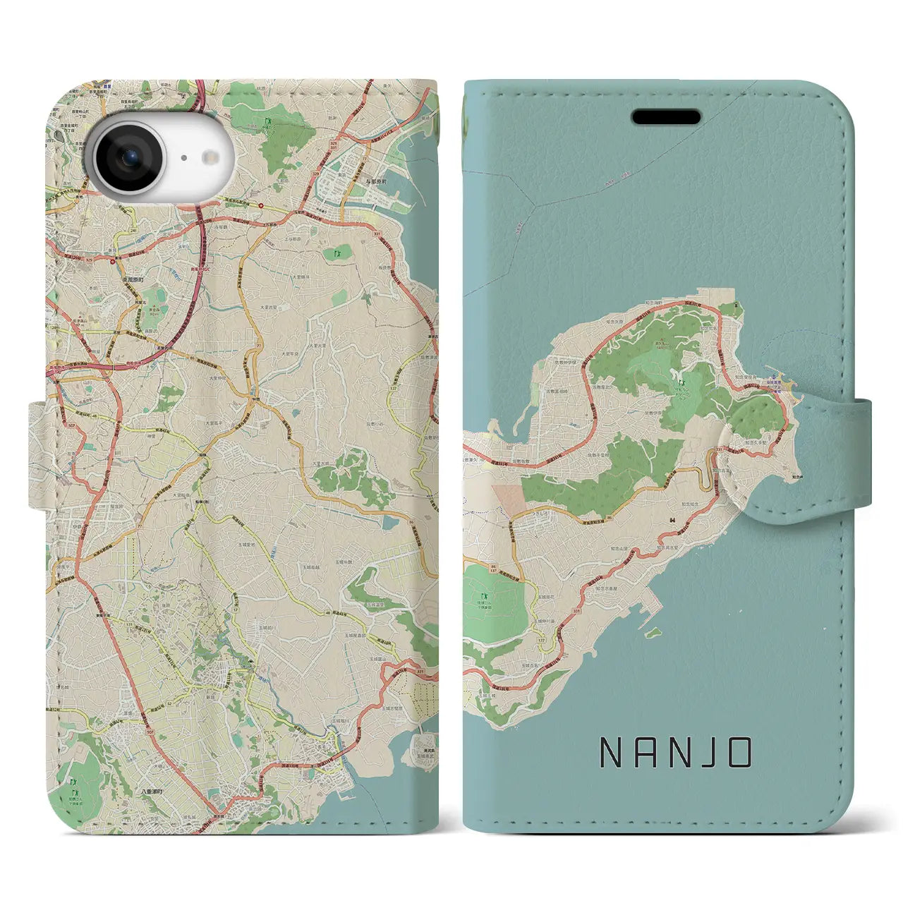 【南城(沖縄県)】地図柄iPhoneケース(手帳タイプ)
