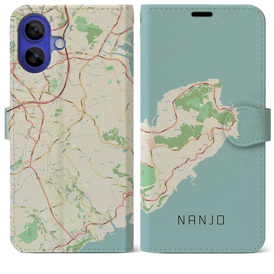 【南城(沖縄県)】地図柄iPhoneケース(手帳タイプ)ナチュラル・iPhone 16 Pro Max 用