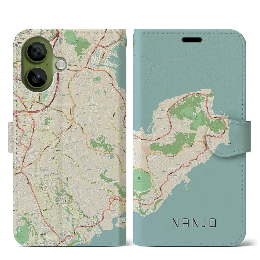【南城(沖縄県)】地図柄iPhoneケース(手帳タイプ)ナチュラル・iPhone 17 Pro Max 用
