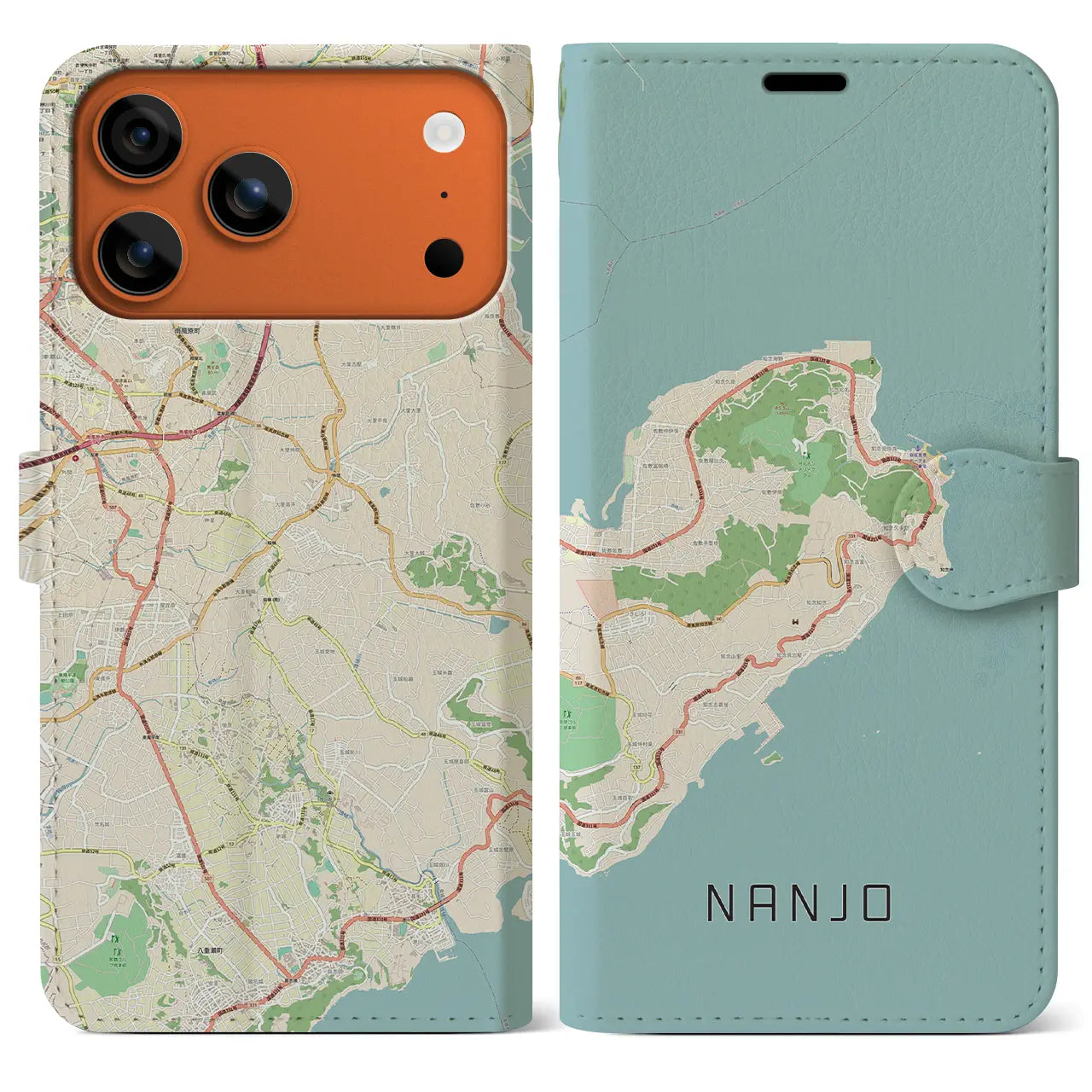 【南城(沖縄県)】地図柄iPhoneケース(手帳タイプ)