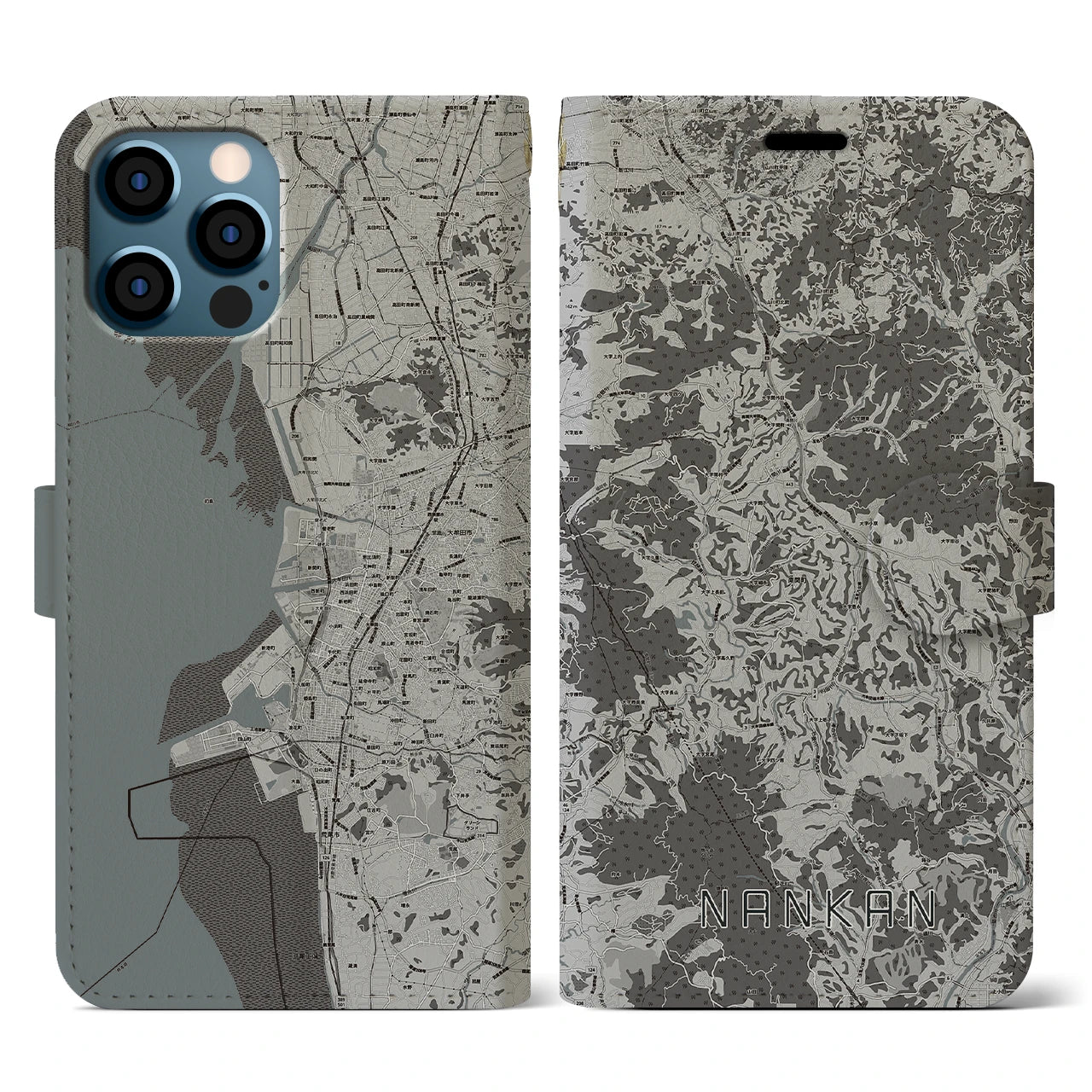 【南関(熊本県)】地図柄iPhoneケース(手帳タイプ)