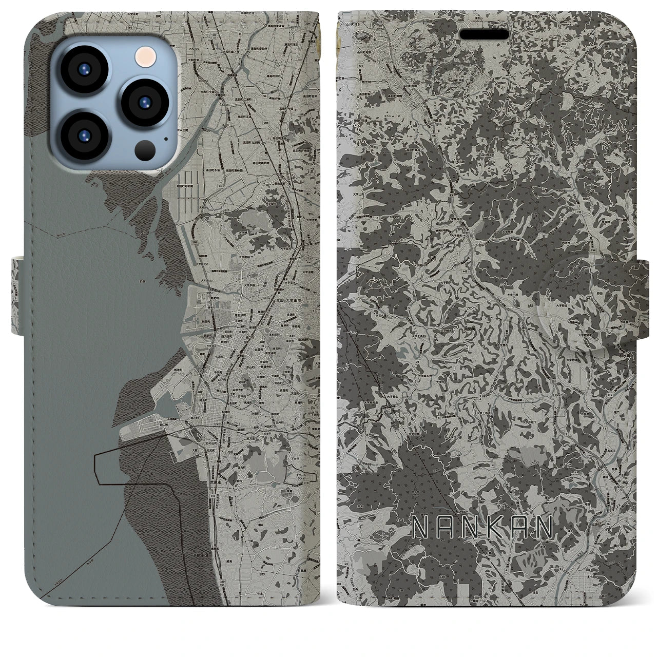 【南関(熊本県)】地図柄iPhoneケース(手帳タイプ)