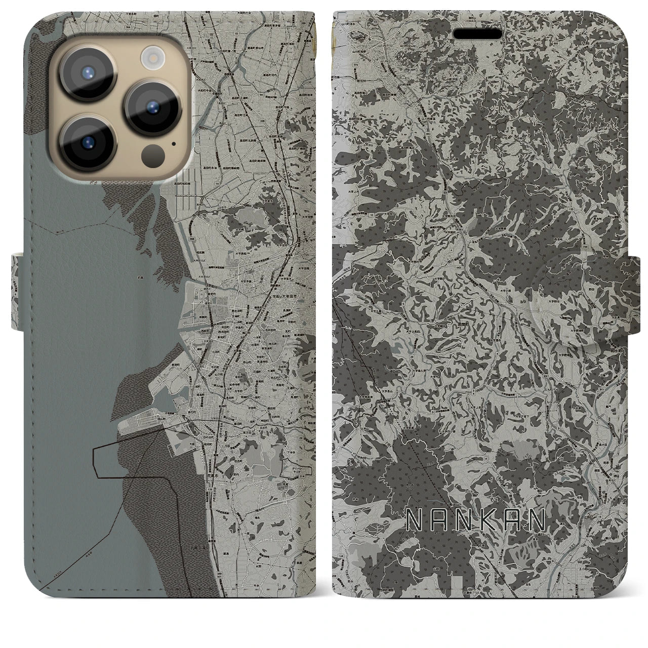 【南関(熊本県)】地図柄iPhoneケース(手帳タイプ)