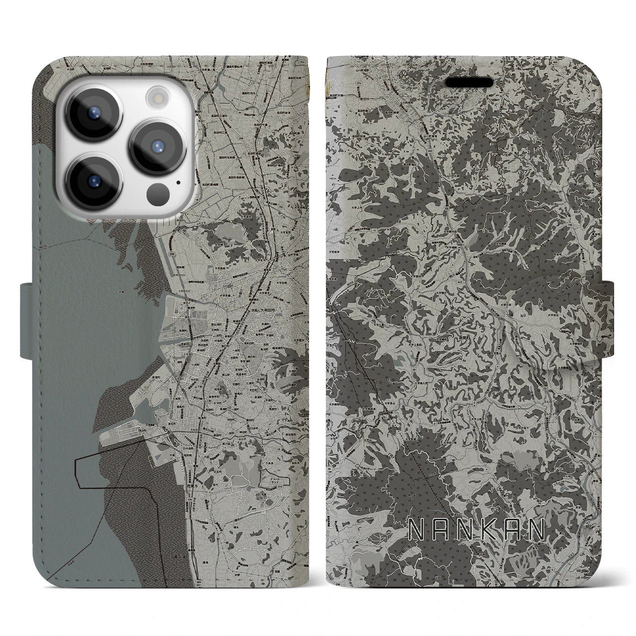 【南関(熊本県)】地図柄iPhoneケース(手帳タイプ)