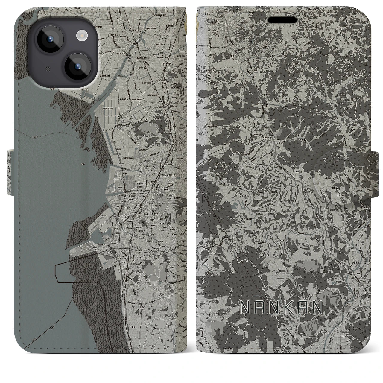 【南関(熊本県)】地図柄iPhoneケース(手帳タイプ)