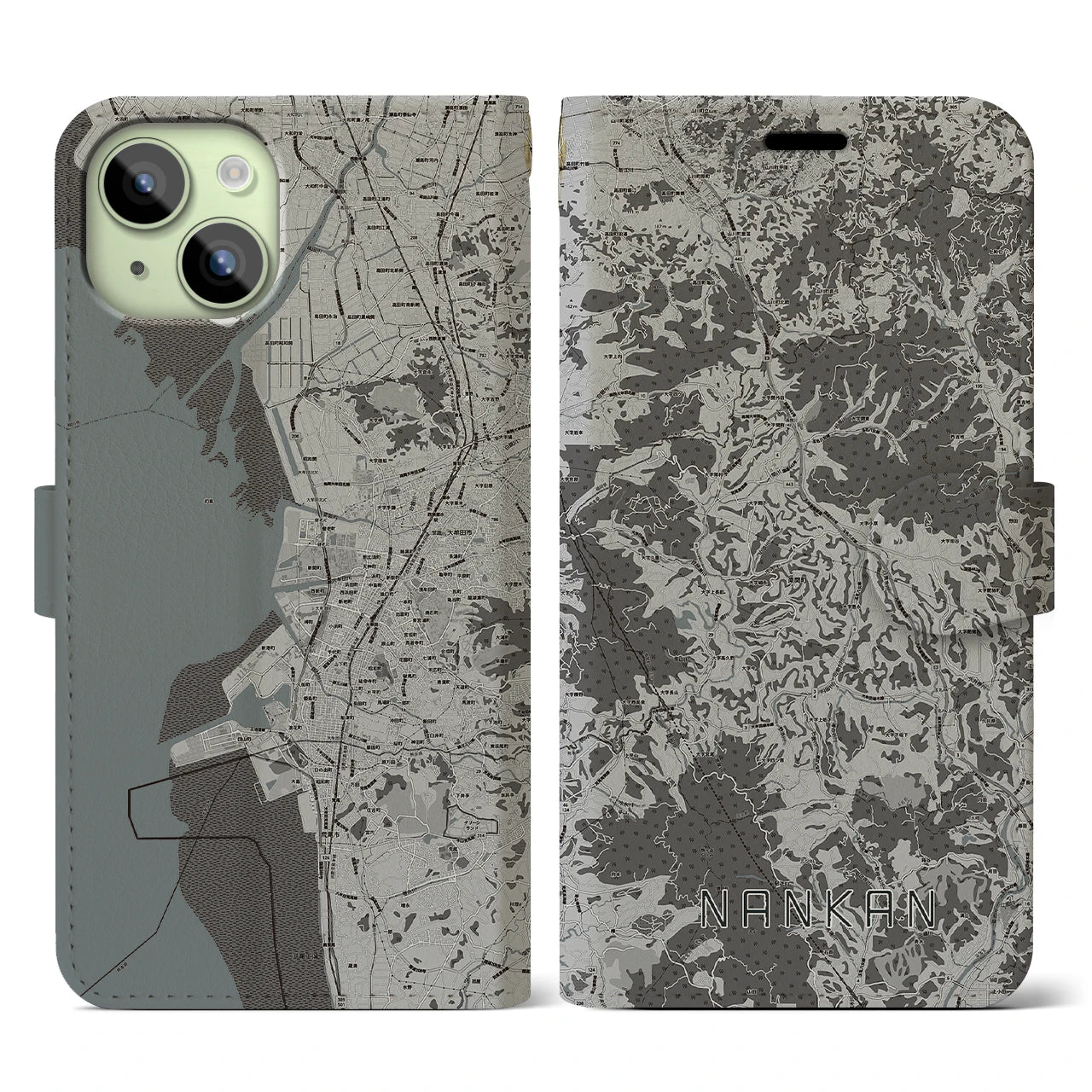 【南関(熊本県)】地図柄iPhoneケース(手帳タイプ)