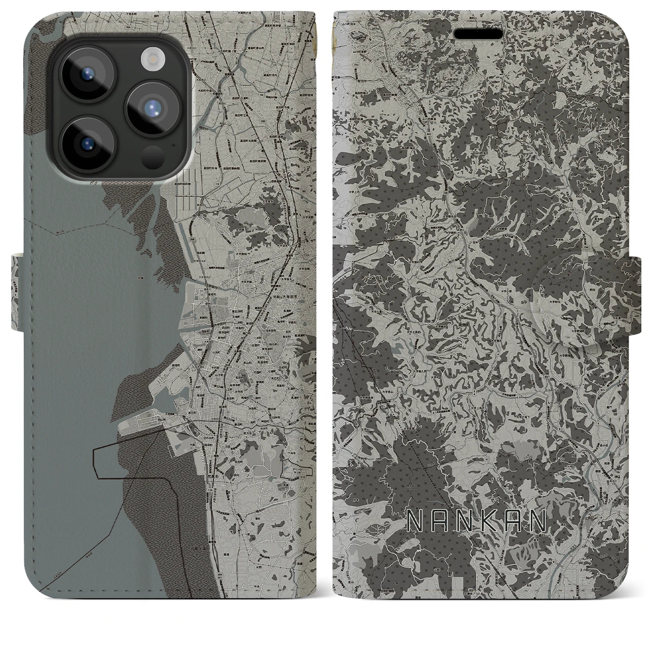 【南関(熊本県)】地図柄iPhoneケース(手帳タイプ)