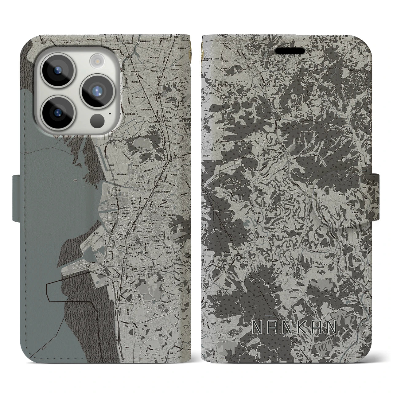 【南関(熊本県)】地図柄iPhoneケース(手帳タイプ)