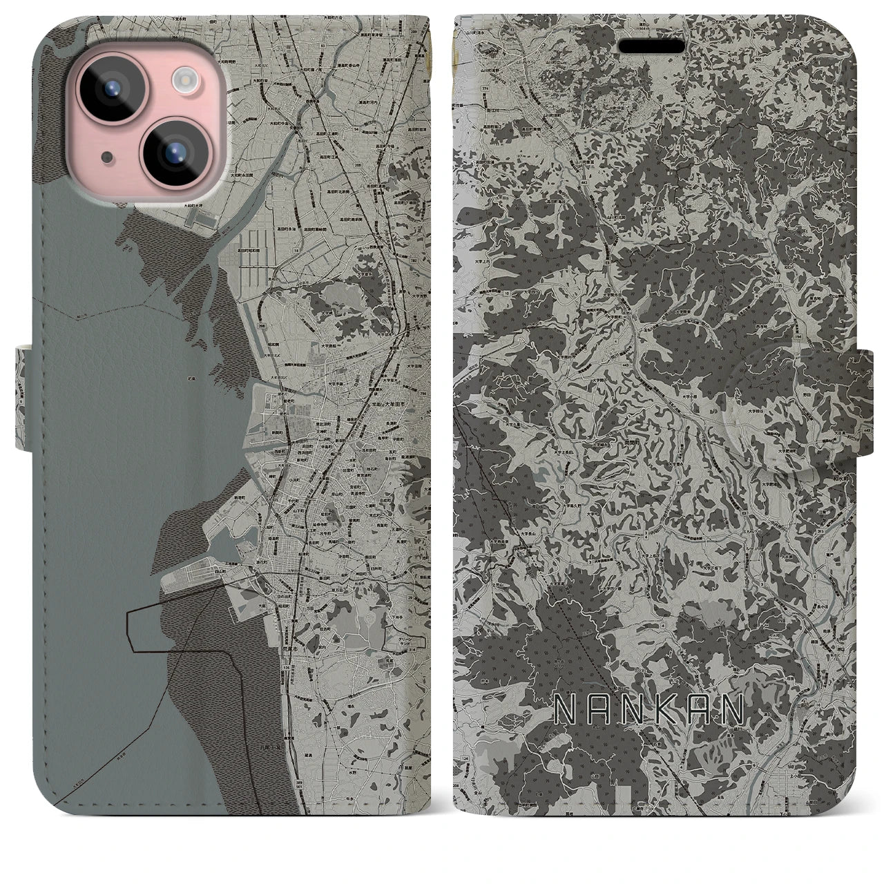 【南関(熊本県)】地図柄iPhoneケース(手帳タイプ)