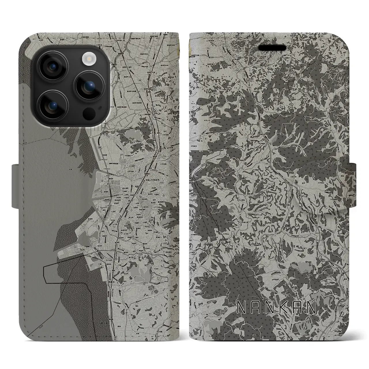 【南関(熊本県)】地図柄iPhoneケース(手帳タイプ)